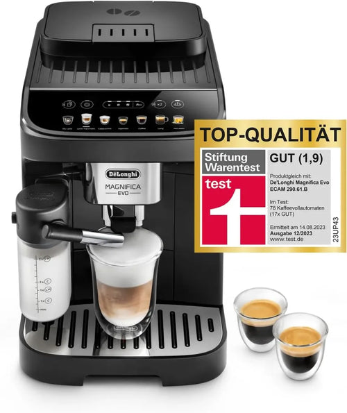 De’Longhi Magnifica Evo Next ECAM312.80.TB, Kaffeevollautomat mit 13 Getränken (Cappuccino, Espresso, Latte Macchiato), 2,4” TFT Farbdisplay,