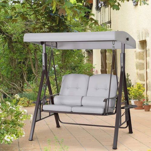 Outsunny Hollywoodschaukel 3-Sitzer mit Sonnendach und Ablagen 1