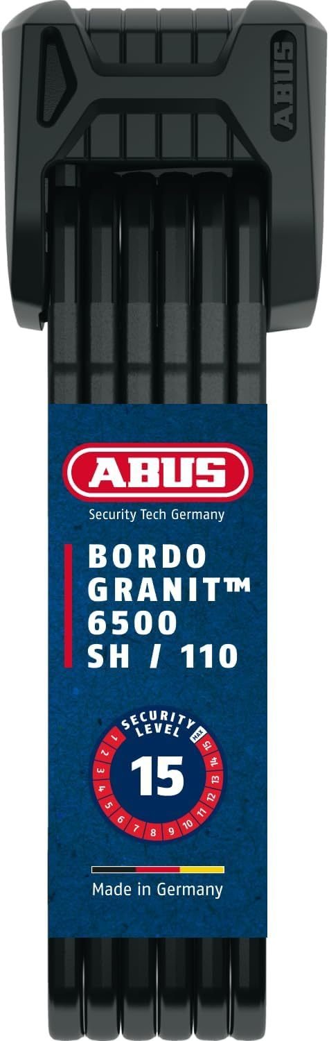 ABUS Bordo Granit XPlus 6500 SH Faltschloss – 110 cm, Schwarz
