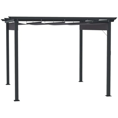 Outsunny Pergola 2,95×2,95 m mit Schiebedach Grau