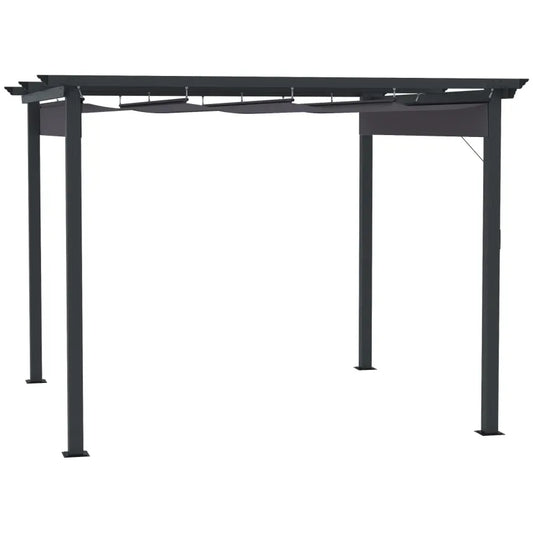 Outsunny Pergola 2,95×2,95 m mit Schiebedach Grau