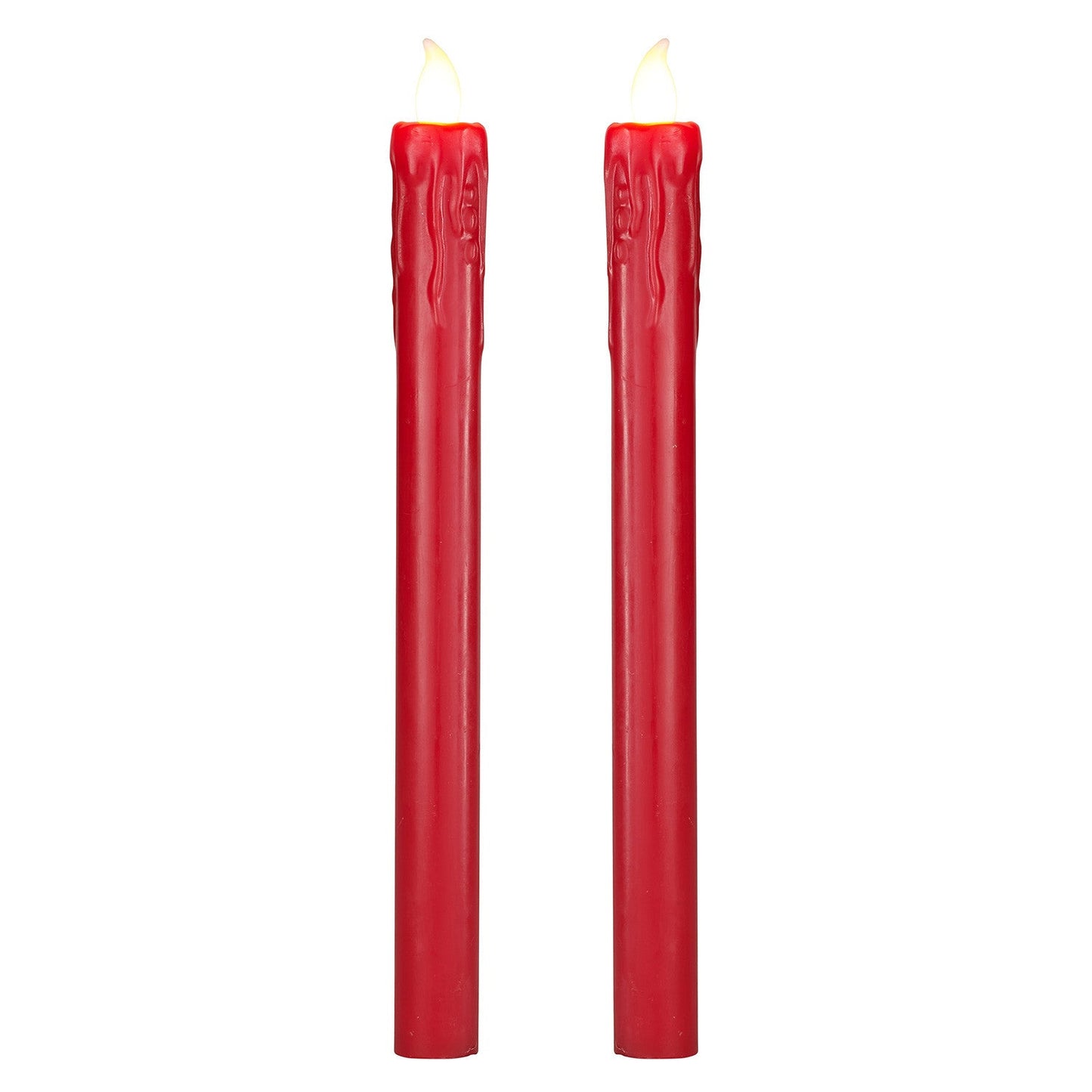 2er Set LED Stabkerzen Echtwachs Rot