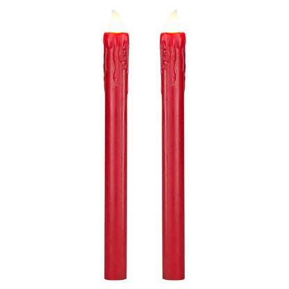 2er Set LED Stabkerzen Echtwachs Rot