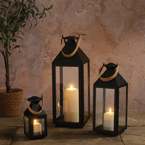 3er Set Brixham TruGlow® LED-Laternen mit Ledergriffen