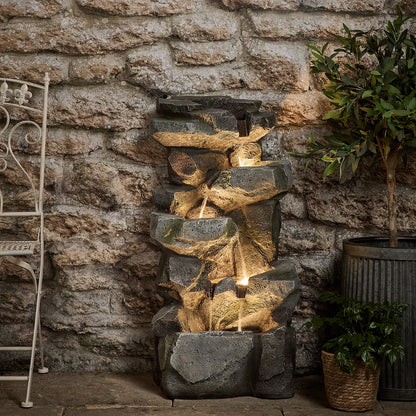 Ingleton 88cm LED Gartenbrunnen Felsen