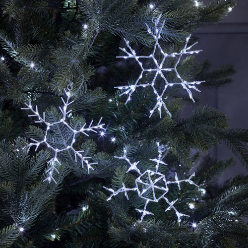 3er Set LED Weihnachtsdeko Schneeflocken