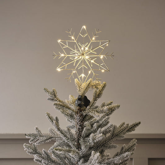 LED Metall Schneeflocke Weihnachtsbaumspitze weiß