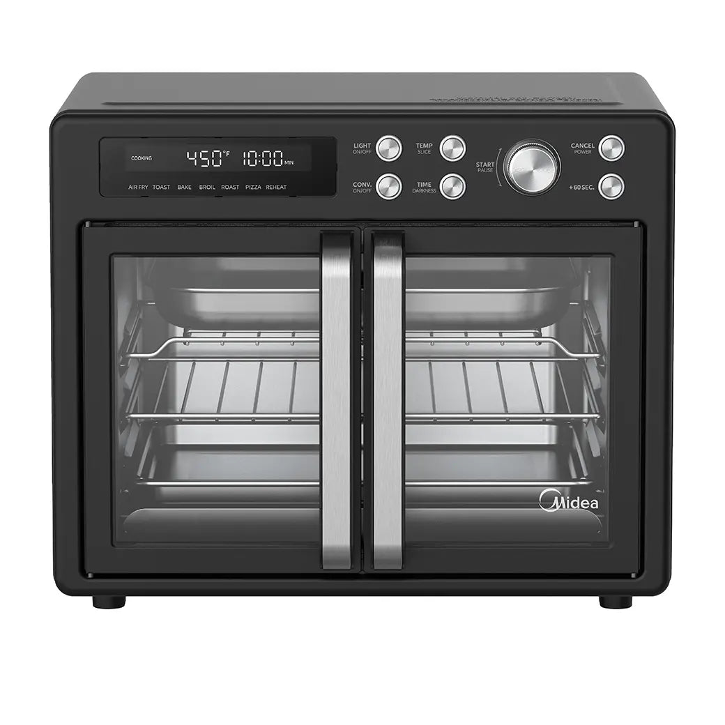 Midea Flexify™ French Door Airfryer Ofen – Multifunktionale Heißluftfritteuse mit Doppeltür, 10-in-1 Funktionen, großes Fassungsvermögen, Schwarz