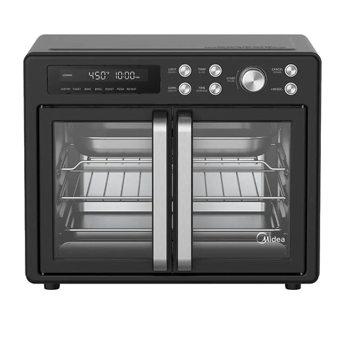 Midea Flexify™ French Door Airfryer Ofen – Multifunktionale Heißluftfritteuse mit Doppeltür, 10-in-1 Funktionen, großes Fassungsvermögen, Schwarz