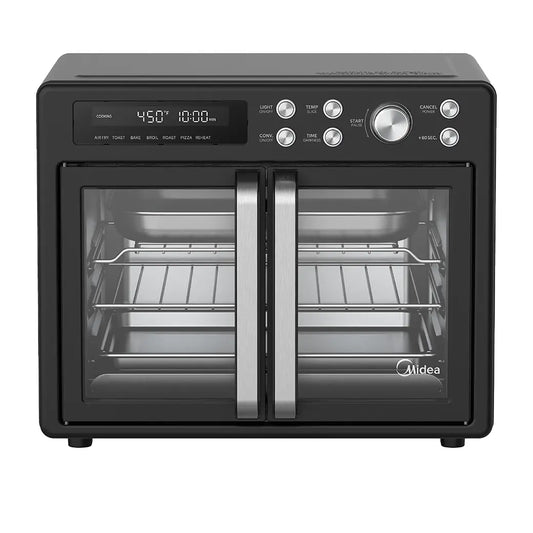 Midea Flexify™ French Door Airfryer Ofen – Multifunktionale Heißluftfritteuse mit Doppeltür, 10-in-1 Funktionen, großes Fassungsvermögen, Schwarz