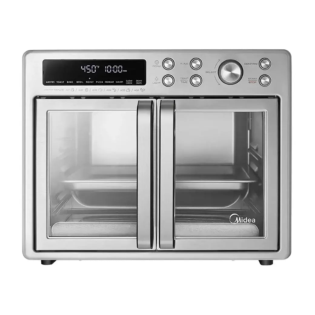 Midea Flexify™ French Door Airfryer Ofen – Multifunktionale Heißluftfritteuse mit Doppeltür-Design, großes Fassungsvermögen, 10-in-1 Funktionen, Schwarz