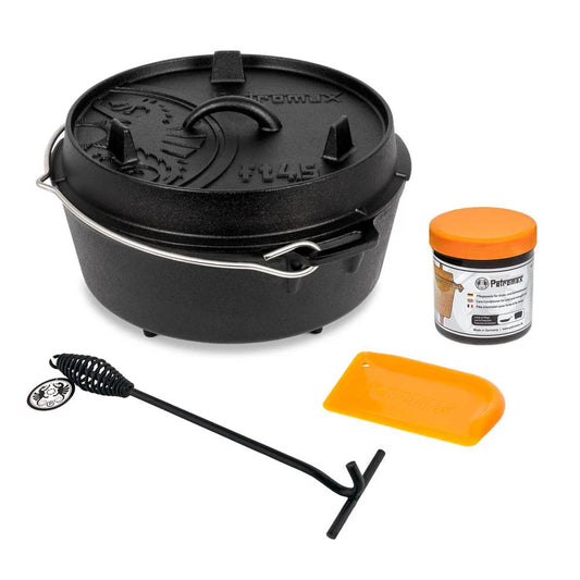 Dutch Oven FT4.5 Starter-Set – 4 Liter Feuertopf-Set für Outdoor-Kochen, Grillen und Camping