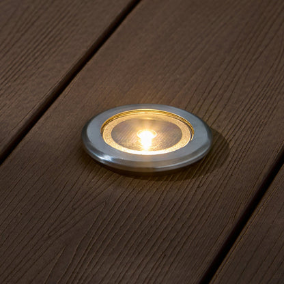 4er Set Solar Terrassen‑Einbaustrahler in Warmweiß, Silber
