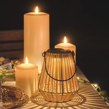 Hygge Solar-Laterne in Rattanoptik mit warmweißer LED