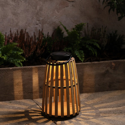 Sol Solar-Laterne aus Bambus 30,5 cm mit warmweißen LEDs