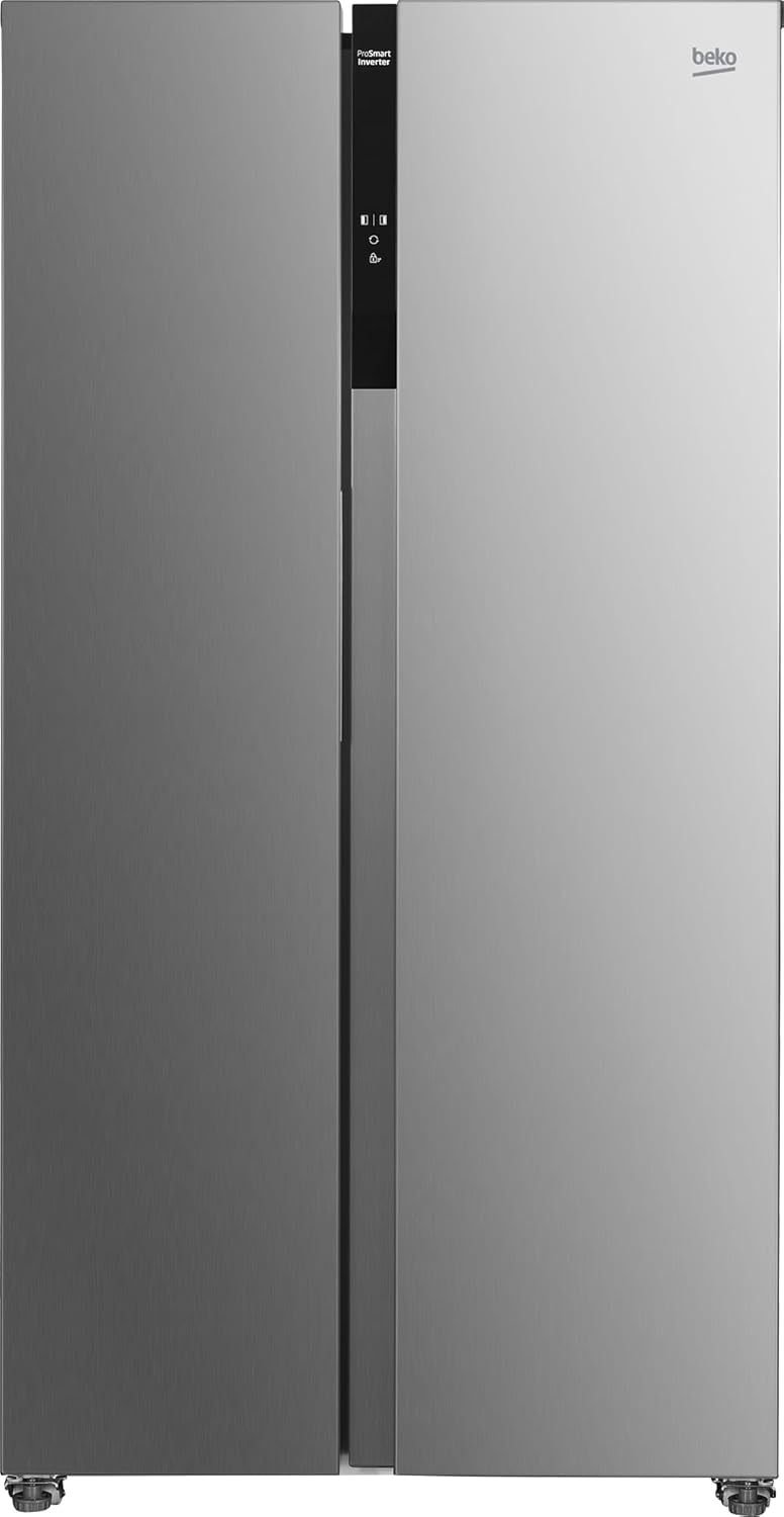 Beko GNO5322WDXPN Side-by-Side, Kühlschrank, Gefrierschrank, 532 l Gesamtvolumen, 347 Liter Kühlbereich, 185 Liter Gefrierbereich, Multifunktionsdisplay, NoFrost, Wasserspender, Edelstahl 1