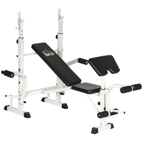 HOMCOM Trainingsbank höhenverstellbar mit Beinpresse und Bizepscurl