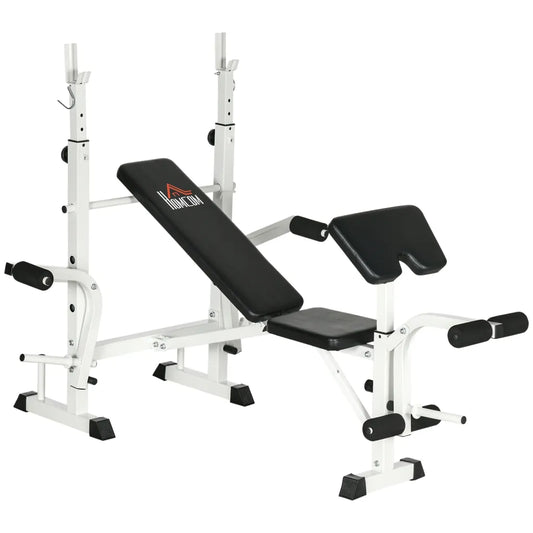 HOMCOM Trainingsbank höhenverstellbar mit Beinpresse und Bizepscurl