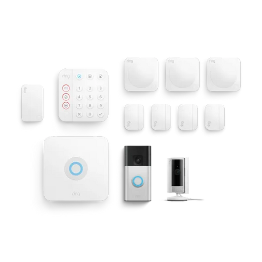 Alarm-Set + Innenkamera 2. Gen + Akku-Videotürklingel im Paket – L