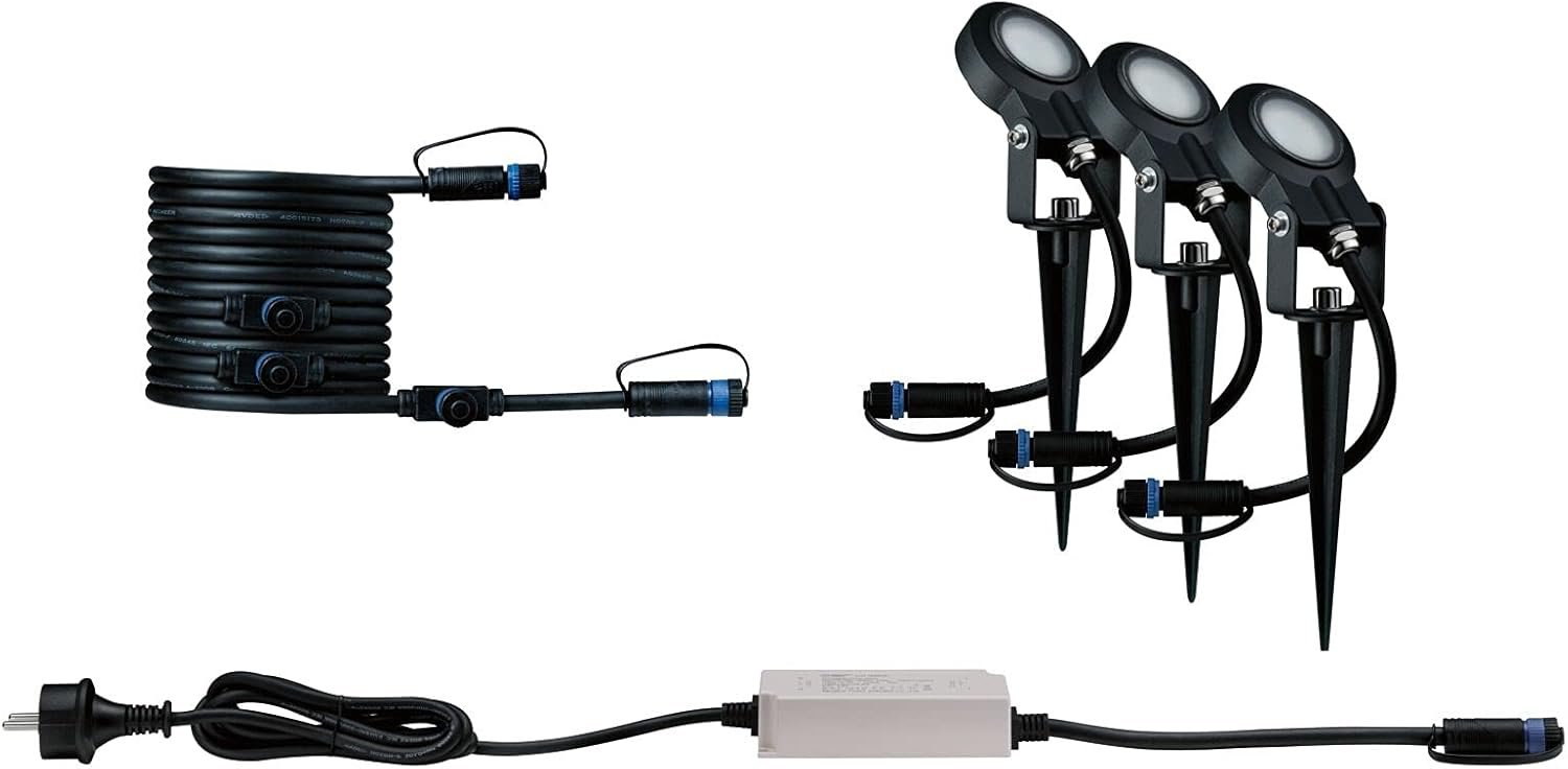 Paulmann Leuchten Paulmann 93696 Outdoor Plug & Shine 3er-Set Spot Sting Basisset IP67 3000K 3 x 6W 1