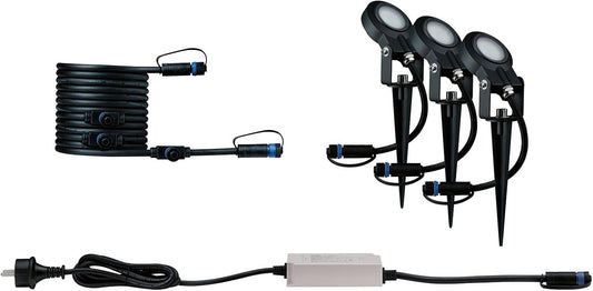Paulmann Leuchten Paulmann 93696 Outdoor Plug & Shine 3er-Set Spot Sting Basisset IP67 3000K 3 x 6W 1