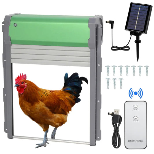 Sonnewelt Automatische Hühnerklappe Solar Rolltor mit Lichtsensor und Zeitsteuerung 1
