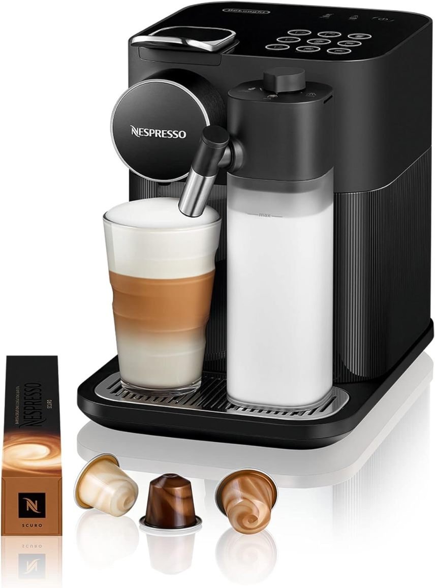 Nespresso De’Longhi EN640.W Gran Lattissima Kaffeekapselmaschine mit automatischem Milchsystem,19 Bar Druck, 1400W,Weiß