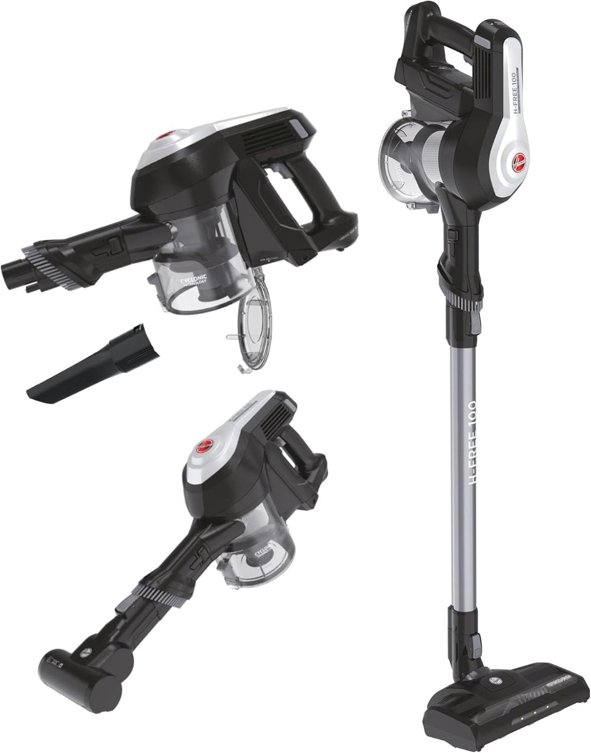 Hoover Akku-Staubsauger Tierhaare H-FREE 100 PETS ohne Beutel + Tierdüse I bis 40 Min. Laufzeit I Staubsauger kabellos mit LED, XL Staubbehlter & Parkfunktion I Akkusauger mit Fugendüse & Staubbürste