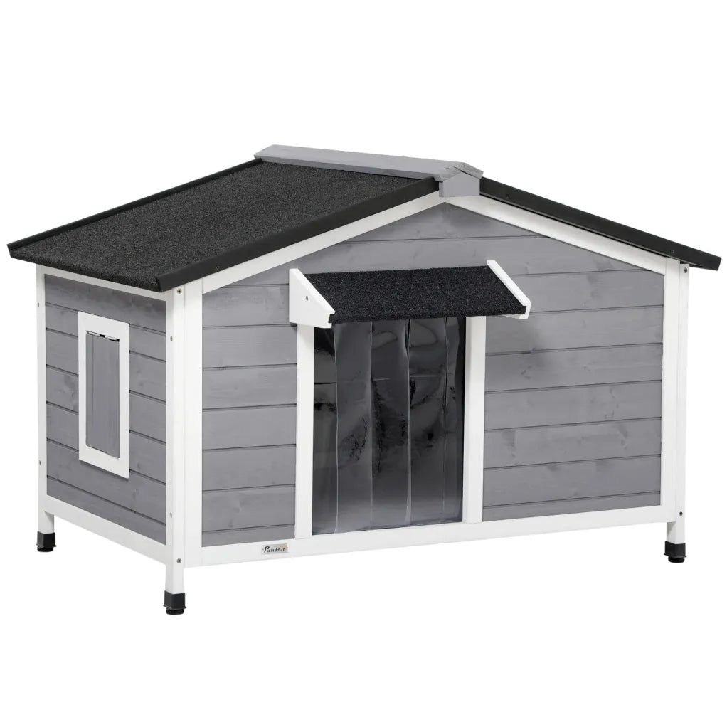 PawHut Hundehütte Outdoor aufklappbares Dach wetterfest Massivholz 1