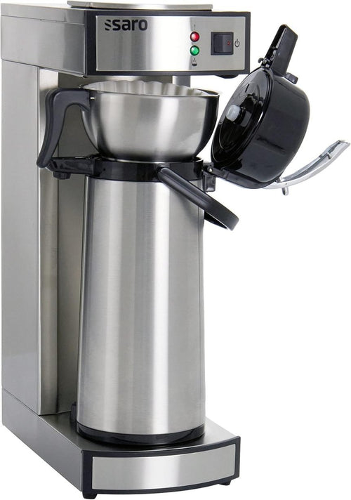 Saro Thermo Kaffeemaschine mit Korbfilter und Thermoskanne Industriekaffeemaschine mit Pumpkanne (2,2 Liter, ca. 10 Tassen Kaffee, Brüh- & Warmhaltefunktion), silber 1