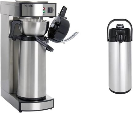 Saro Thermo Kaffeemaschine mit Korbfilter und Thermoskanne Industriekaffeemaschine mit Pumpkanne (2,2 Liter, ca. 10 Tassen Kaffee, Brüh