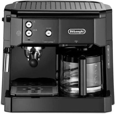 De’Longhi Kombikaffeemaschine BCO 421.S – Kaffeemaschine mit Espresso-Siebträger und Filterkaffee-Funktion inkl. Milchaufschäumdüse, Glaskanne