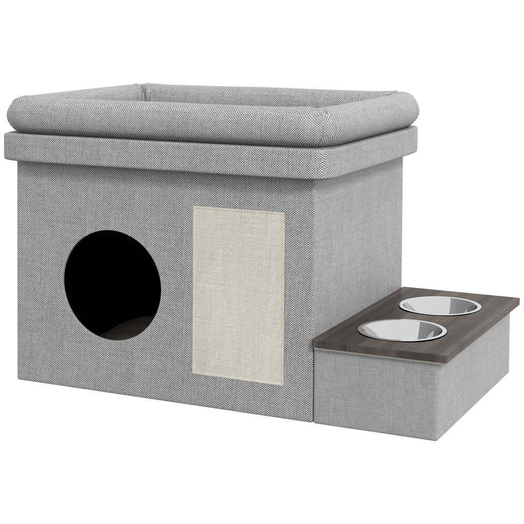 Edelstahl Futternapf Set 2 Näpfe Grau 78x48x49,5 cm