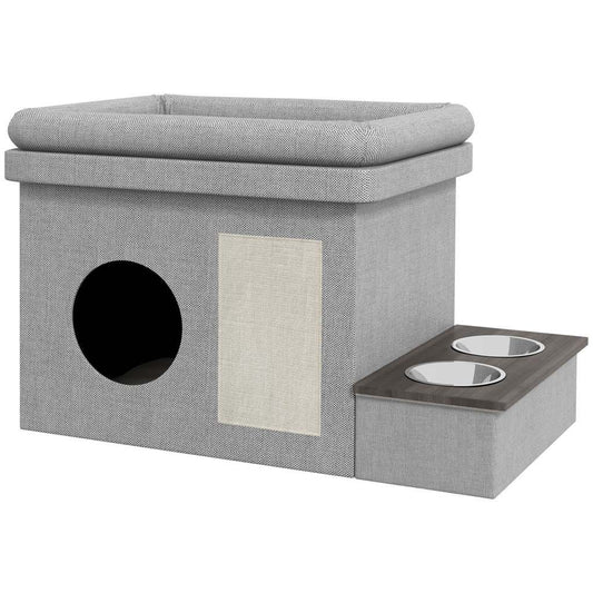 Edelstahl Futternapf Set 2 Näpfe Grau 78x48x49,5 cm