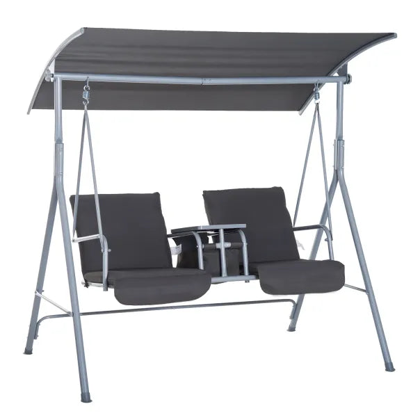 Outsunny Hollywoodschaukel 2-Sitzer mit Sonnendach Becherhalter
