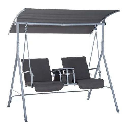 Outsunny Hollywoodschaukel 2-Sitzer mit Sonnendach Becherhalter