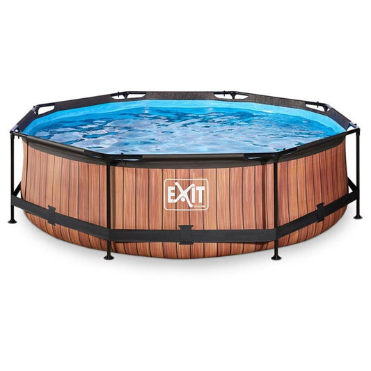 EXIT Toys Wood Pool Frame Pool Ø 300 x 76 cm – Braun (B-Ware, neuwertig)