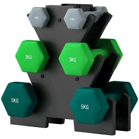 SPORTNOW Hantelset 6-teilig mit Hantelständer – 1 kg bis 5 kg