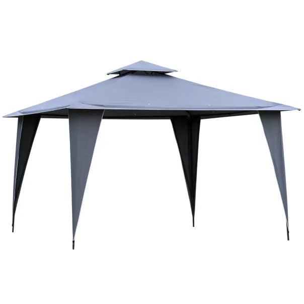 Outsunny Pavillon 3,45×3,45 m mit Doppeldach Grau