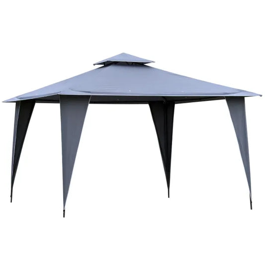 Outsunny Pavillon 3,45×3,45 m mit Doppeldach Grau