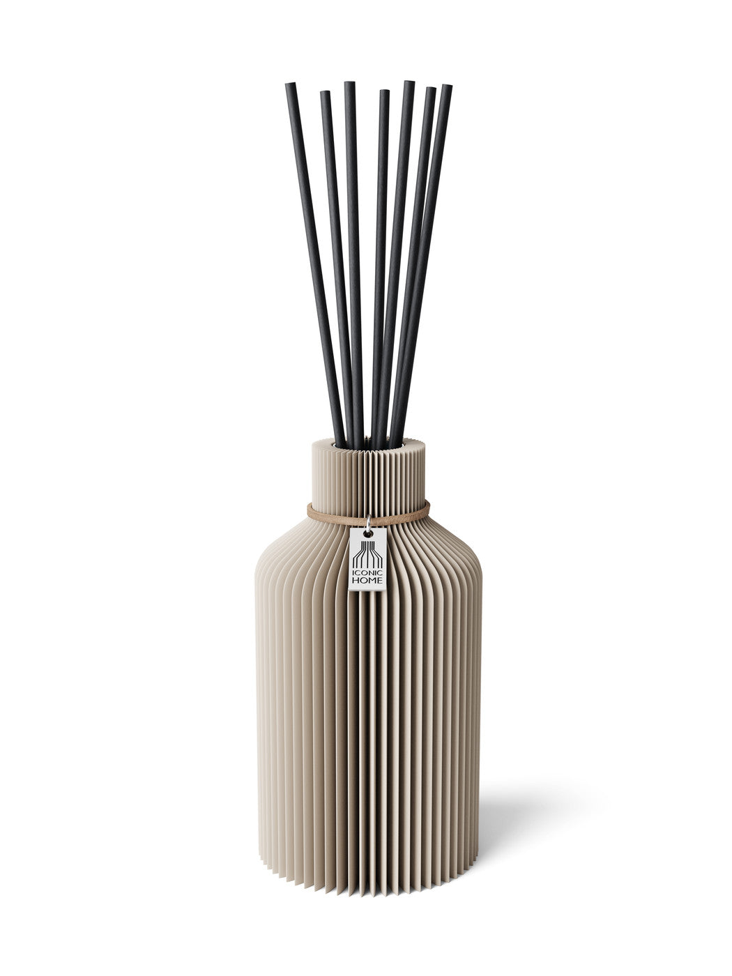 Duftvase Pure Cozy Greige 15 cm ICONIC HOME Naturfarbenes Band