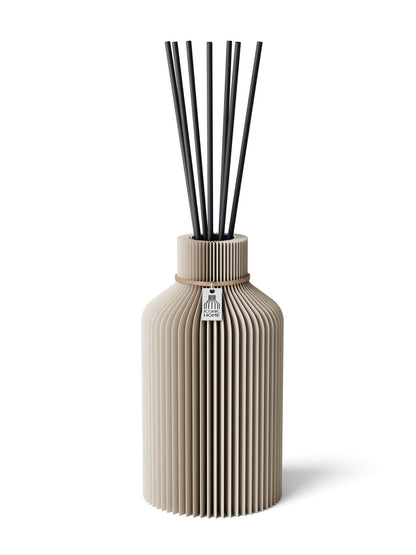 Duftvase Pure Cozy Greige 17,5 cm ICONIC HOME Naturfarbenes Band