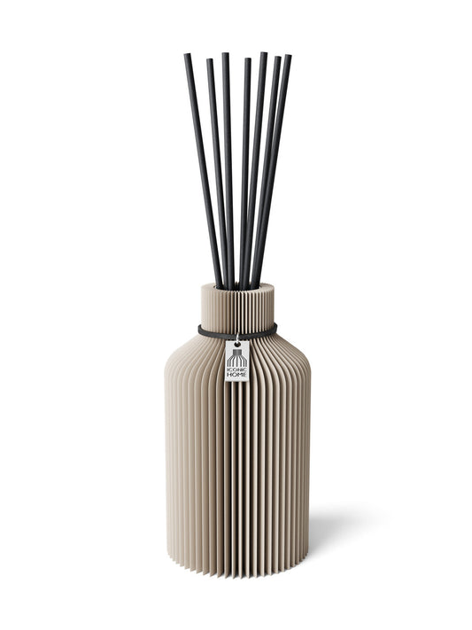 Duftvase Pure Cozy Greige 15 cm ICONIC HOME Schwarzes Band