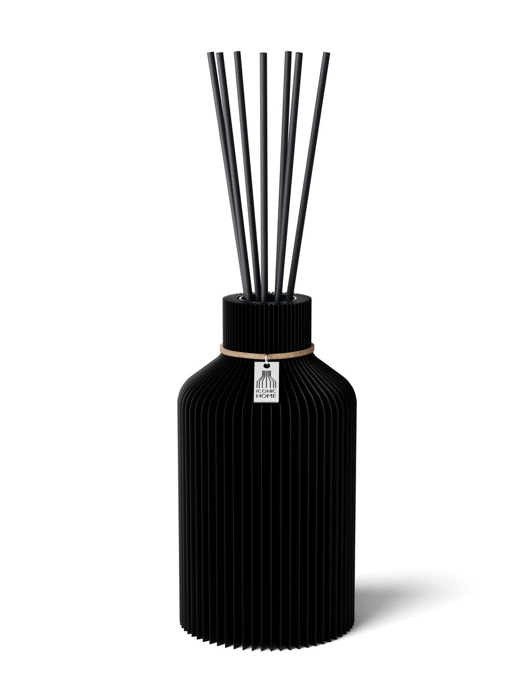 Duftvase Pure Deep Black 17,5 cm ICONIC HOME Naturfarbenes Band