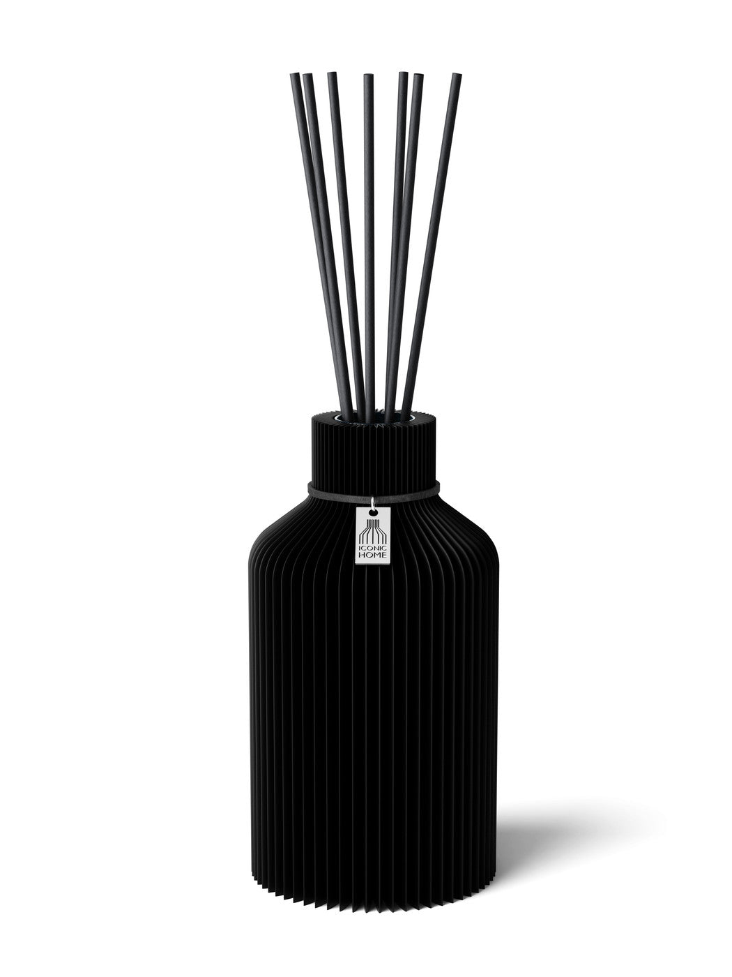 Duftvase Pure Deep Black 17,5 cm ICONIC HOME Schwarzes Band