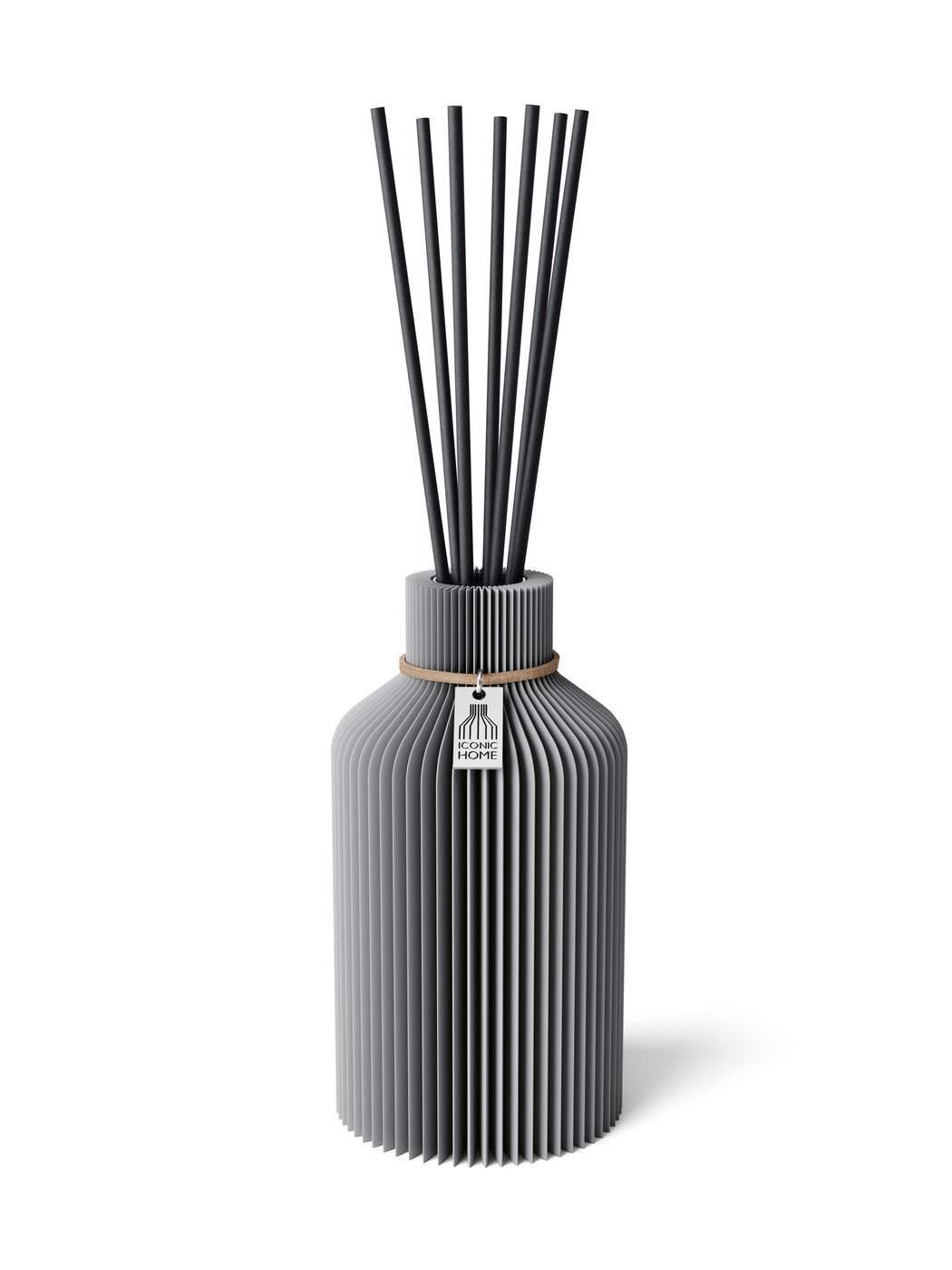 Duftvase Pure Dreamy Gray 15 cm ICONIC HOME Naturfarbenes Band