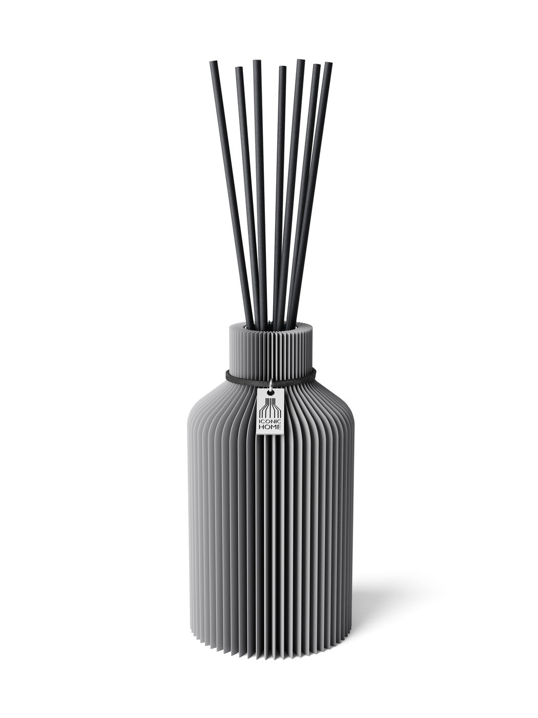 Duftvase Pure Dreamy Gray 15 cm ICONIC HOME Schwarzes Band