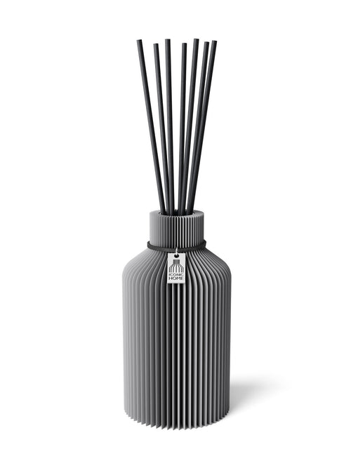 Duftvase Pure Dreamy Gray 15 cm ICONIC HOME Schwarzes Band