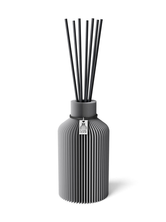 Duftvase Pure Dreamy Gray 15 cm ICONIC HOME Schwarzes Band