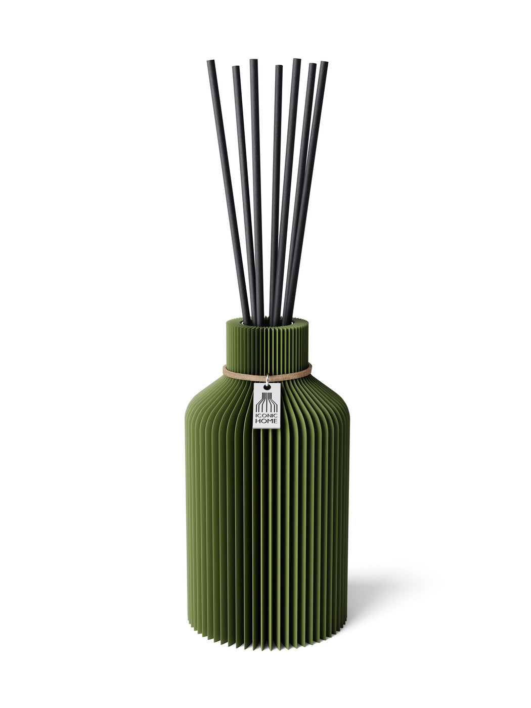 Duftvase Pure Moss Green 15 cm ICONIC HOME Naturfarbenes Band